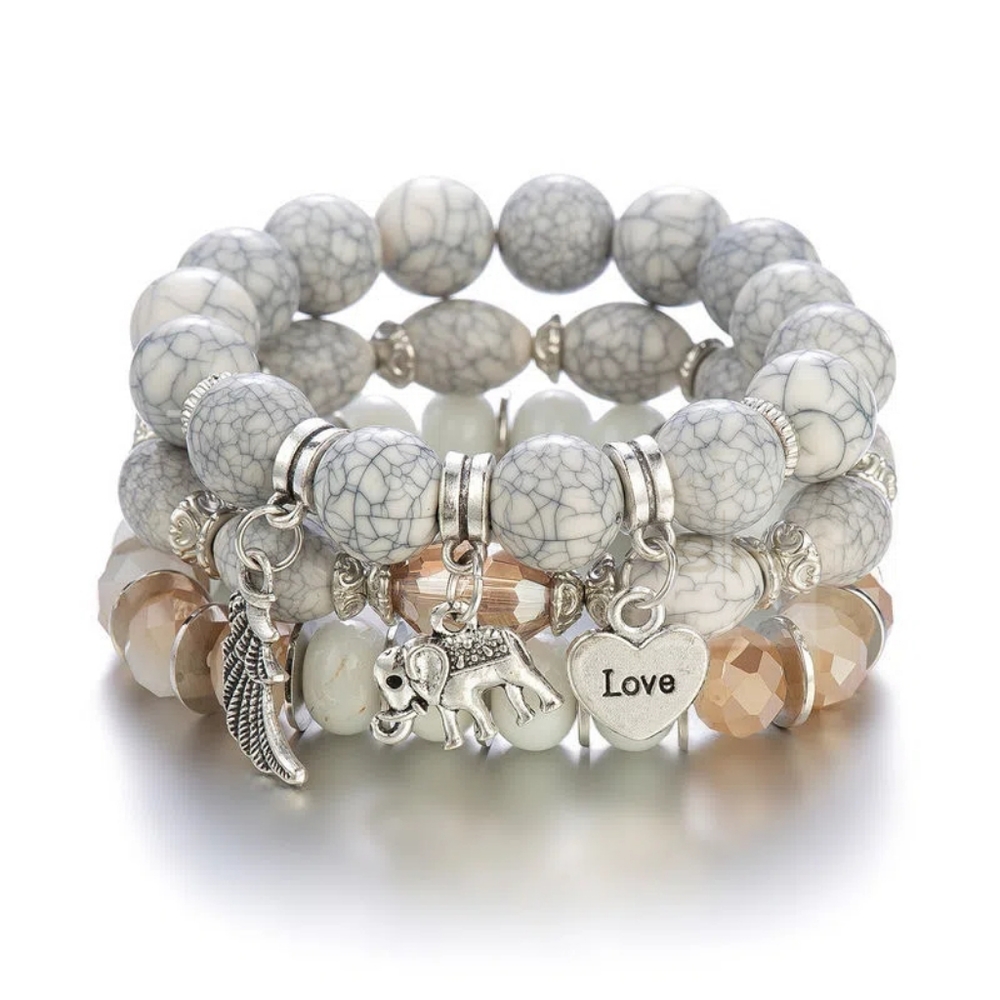 3-piece Set Stacking Vintage Boho Charm Bracelet